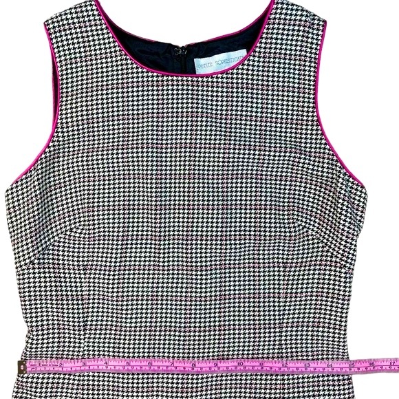Petite Sophisticate size 2 black white pink houndstooth sleeveless mini dress - Picture 12 of 16
